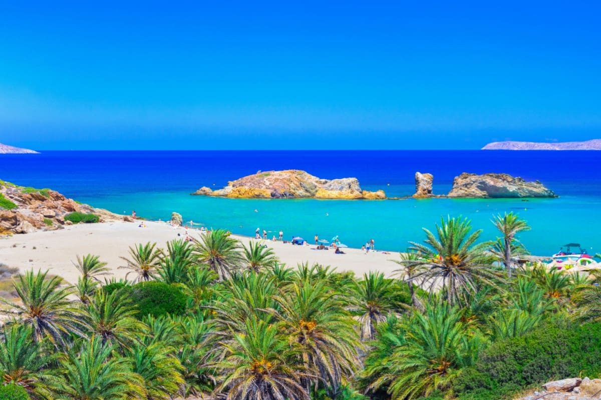 Panorama spectaculoasa a plajei Vai din Creta